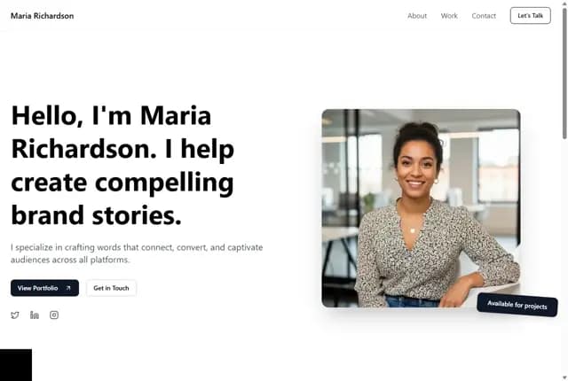 Hello, I'm Maria Richardson. I help create compelling brand stories.